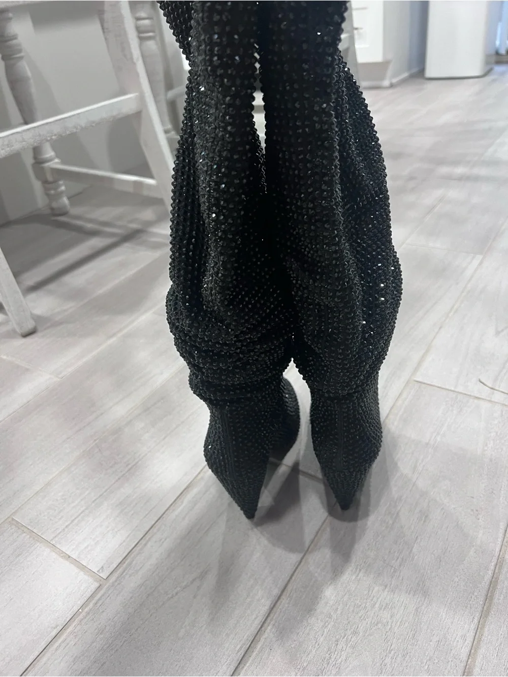 INC International Concepts Black Crystal-Embellished Over-the-Knee Boots